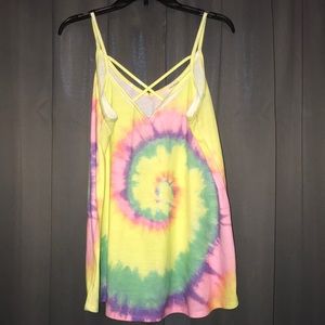 Brand New Tie Dye Tank Top with Criss Cross Detail